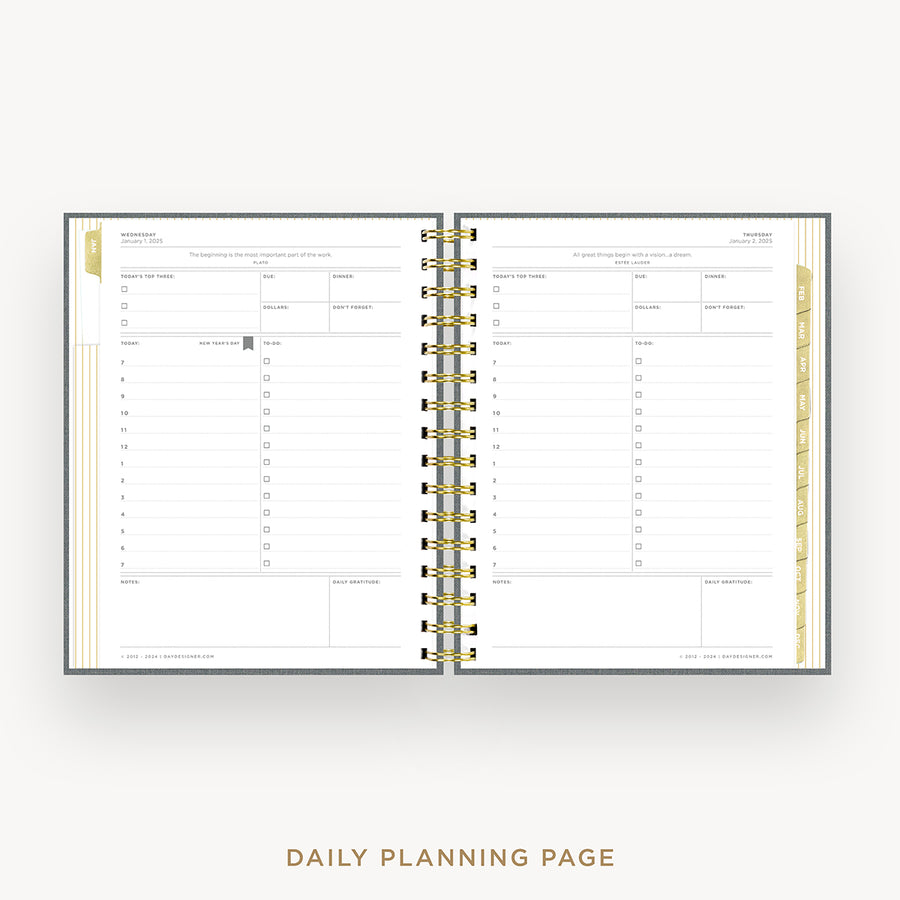 Day Designer 2025 mini daily planner: Charcoal Bookcloth cover with daily planning page