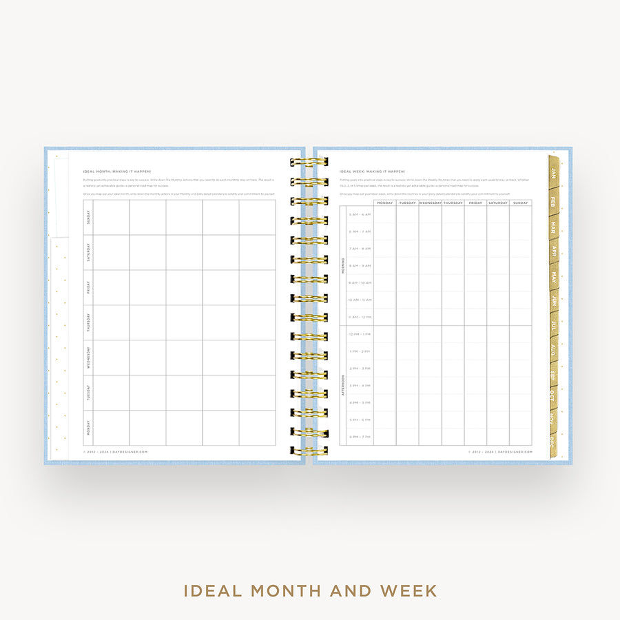 Day Designer 2025 mini daily planner: Chambray Bookcloth cover with ideal week worksheet