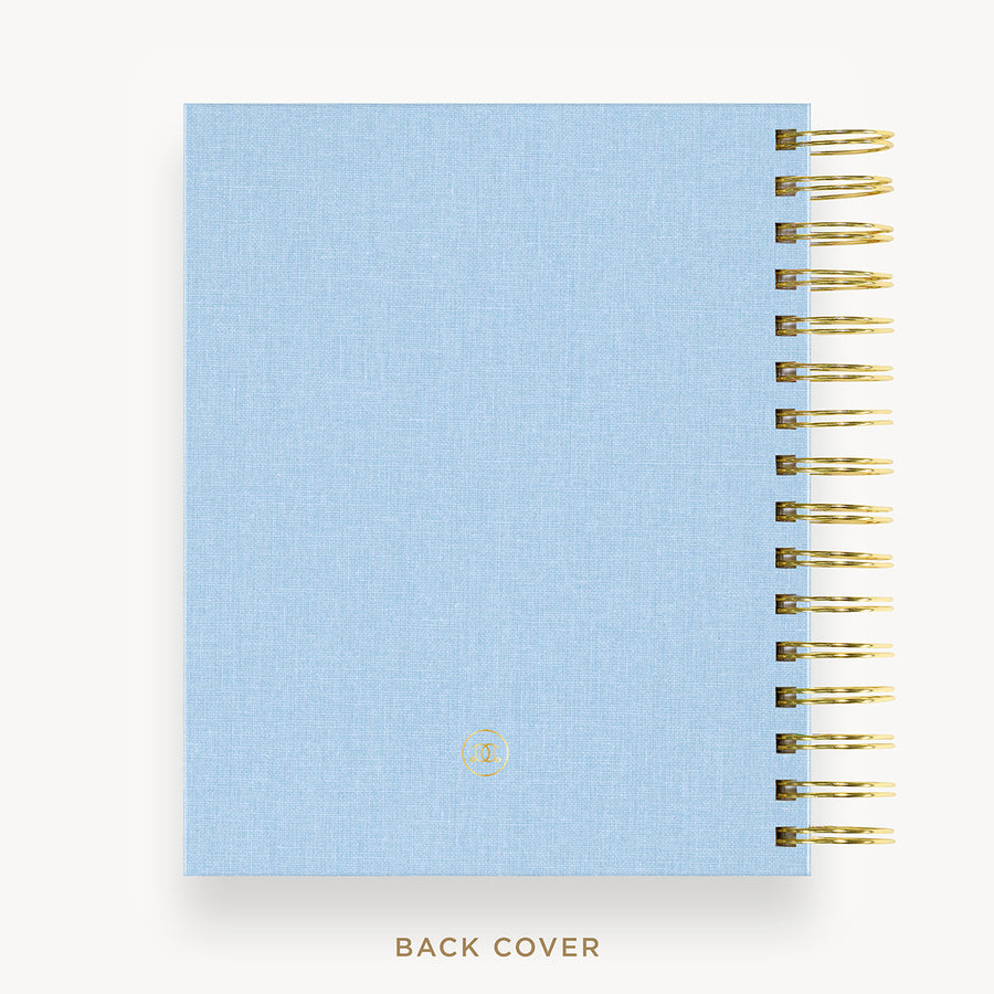 Day Designer 2025 mini daily planner: Chambray Bookcloth cover with back cover with gold detail