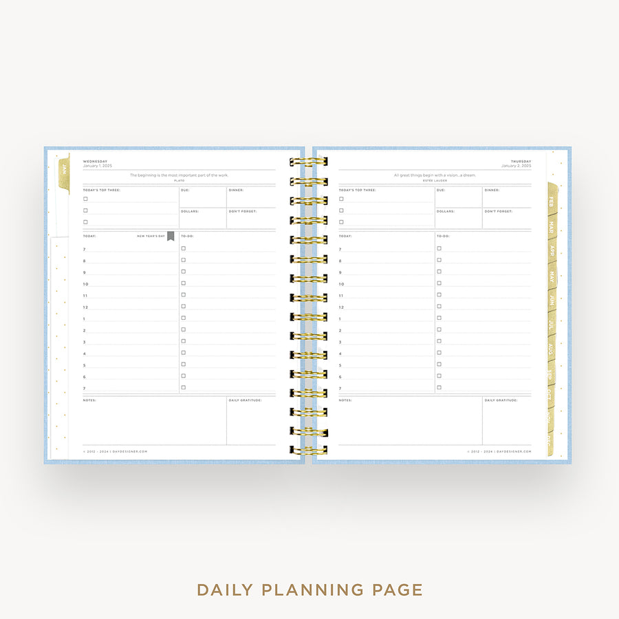 Day Designer 2025 mini daily planner: Chambray Bookcloth cover with daily planning page