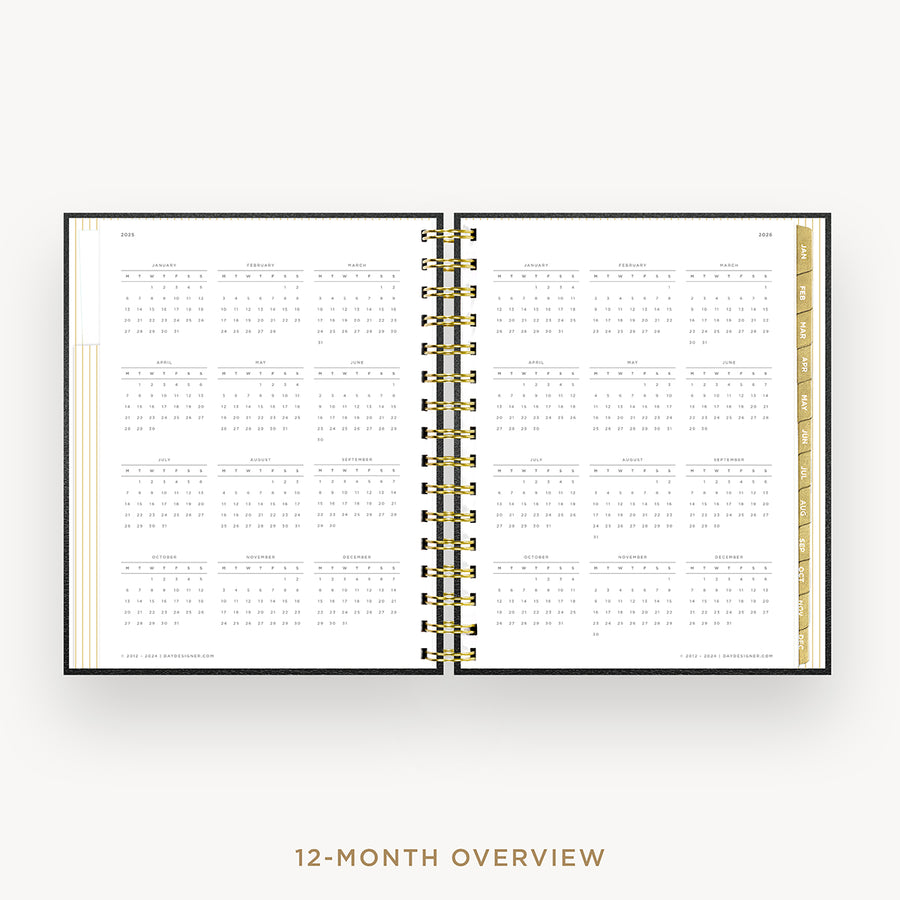 Day Designer 2025 mini daily planner: Classic Black Pebble Texture cover with 12 month calendar