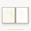 Day Designer 2025 mini daily planner: Classic Black Pebble Texture cover with pocket and gold stickers