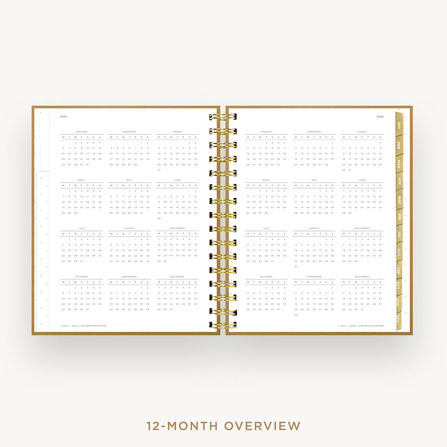 Day Designer 2025 mini daily planner: Caramel Latte Pebble Texture cover with 12 month calendar