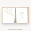 Day Designer 2025 mini daily planner: Caramel Latte Pebble Texture cover with pocket and gold stickers