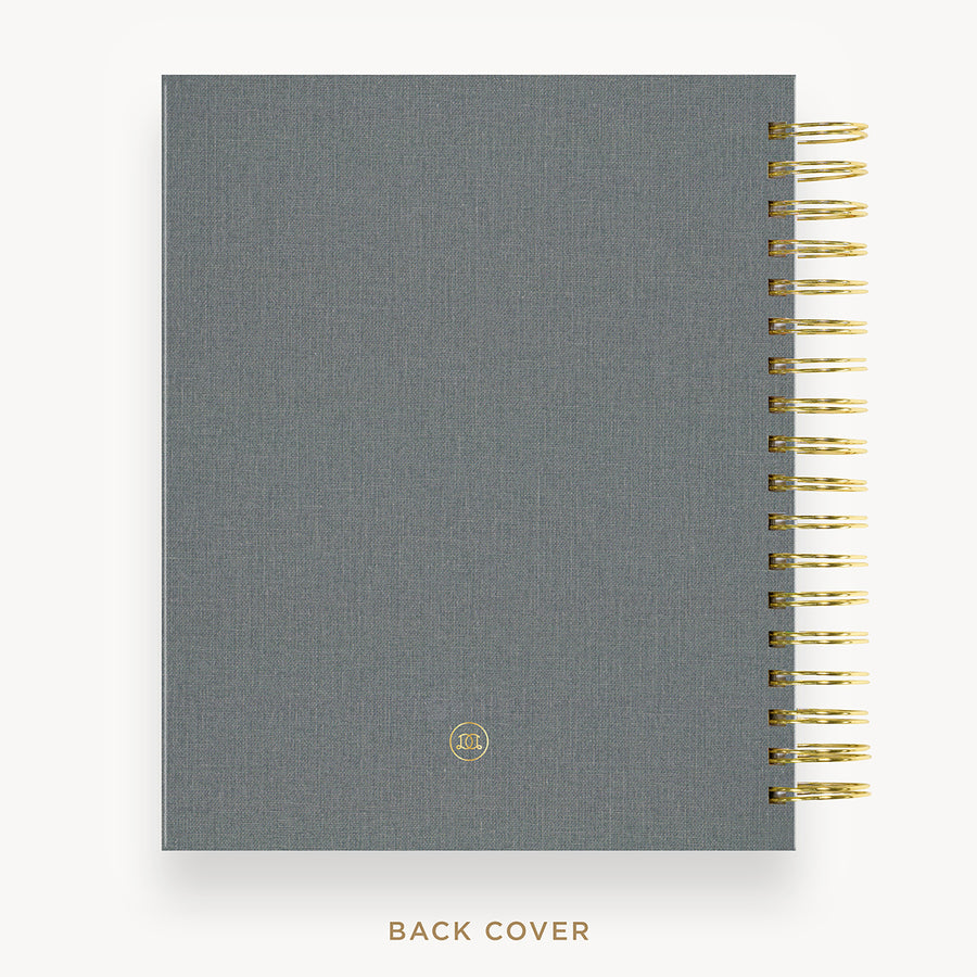 Day Designer 2025 weekly planner: Charcoal Bookcloth cover with back cover with gold detail