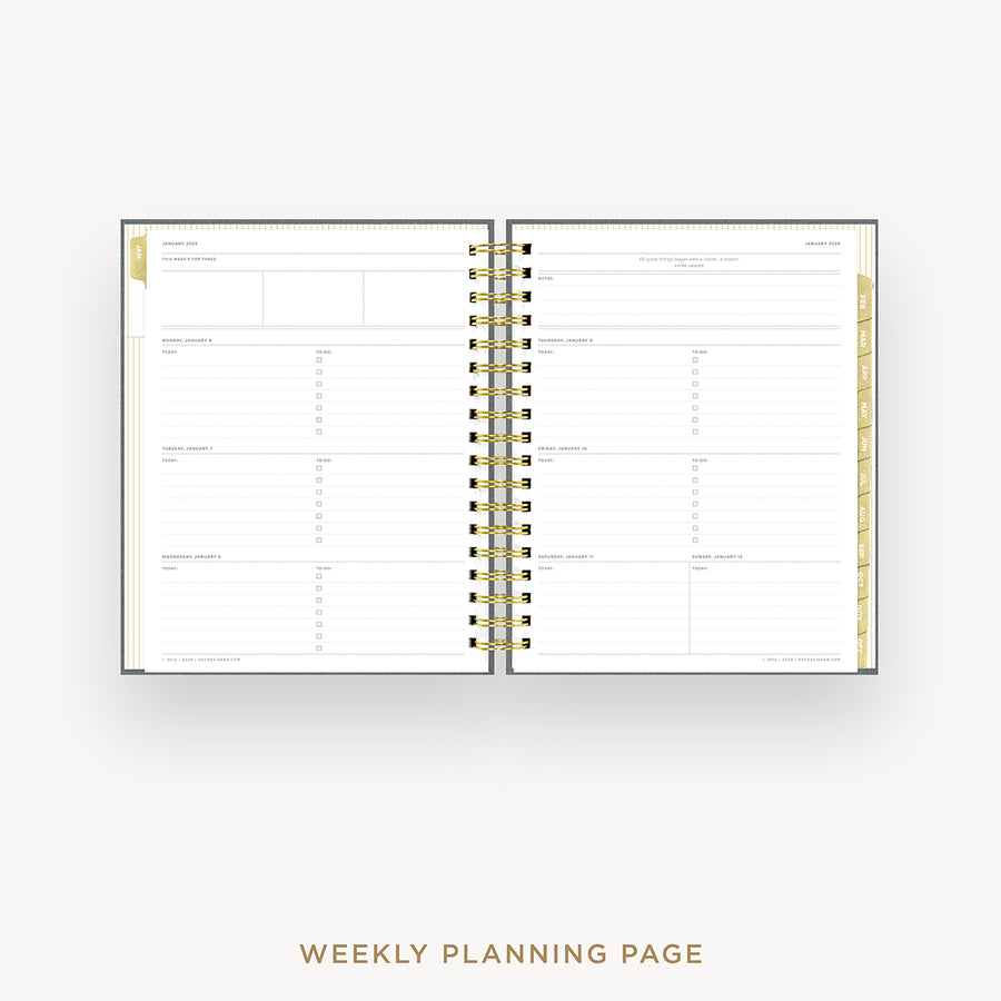 Day Designer 2025 weekly planner: Charcoal Bookcloth cover with weekly planning pages