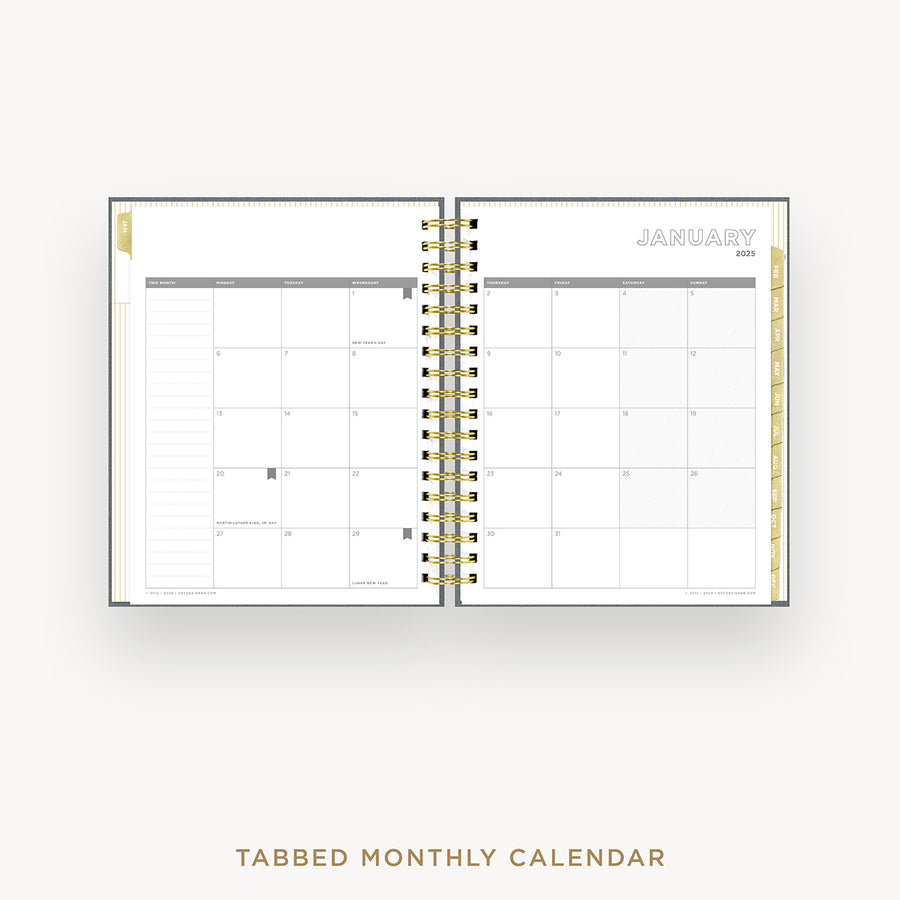 Day Designer 2025 weekly planner: Charcoal Bookcloth cover with monthly calendar