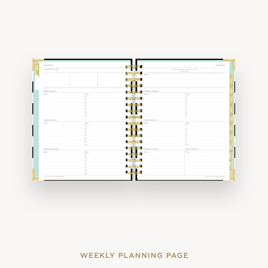 Day Designer 2025 weekly planner: Black Stripe cover  with weekly planning pages