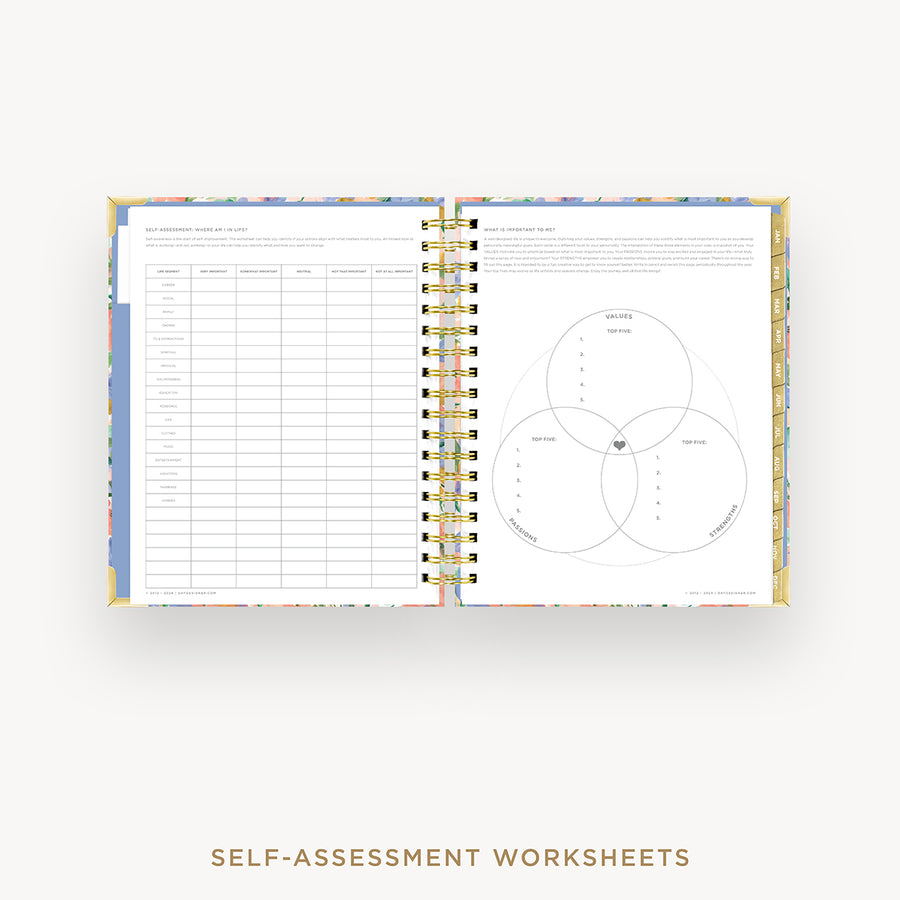 Day Designer 2025 weekly planner: Lorelei cover with self assessment worksheet