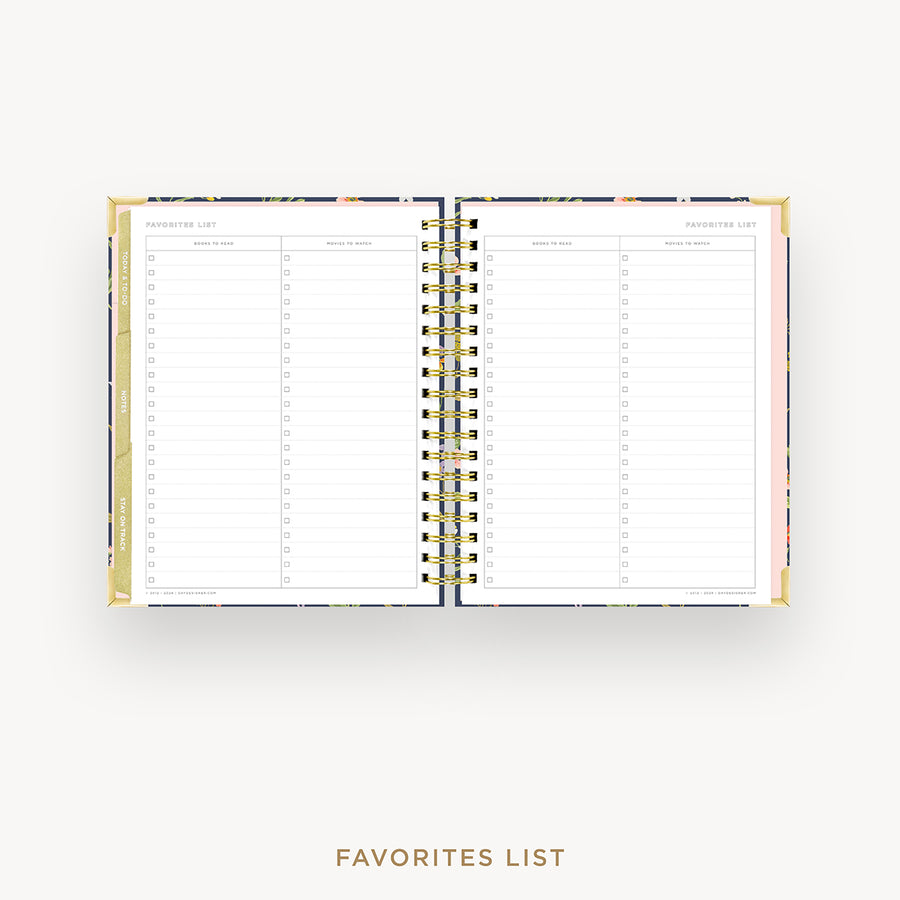 Day Designer 2025 weekly planner: Fresh Sprigs cover with favorite books and movies pages