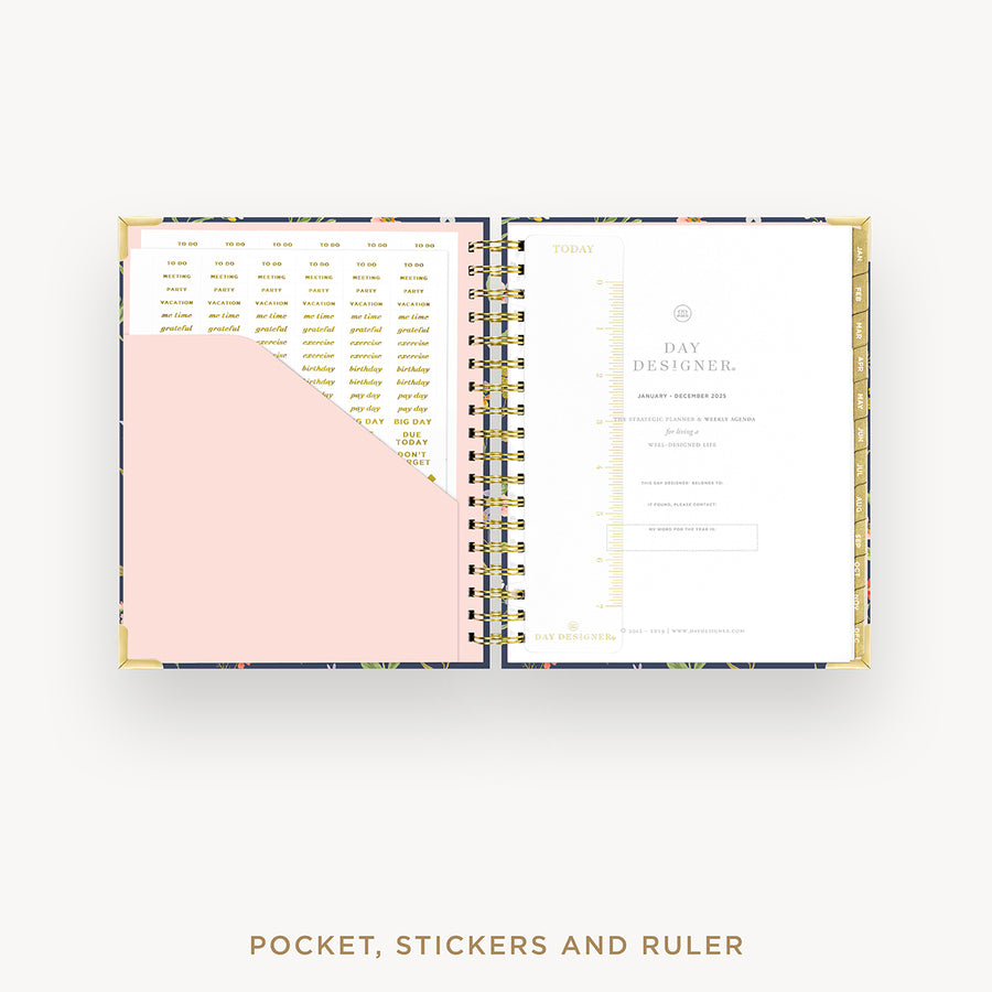 Day Designer 2025 weekly planner: Fresh Sprigs cover with pocket and gold stickers