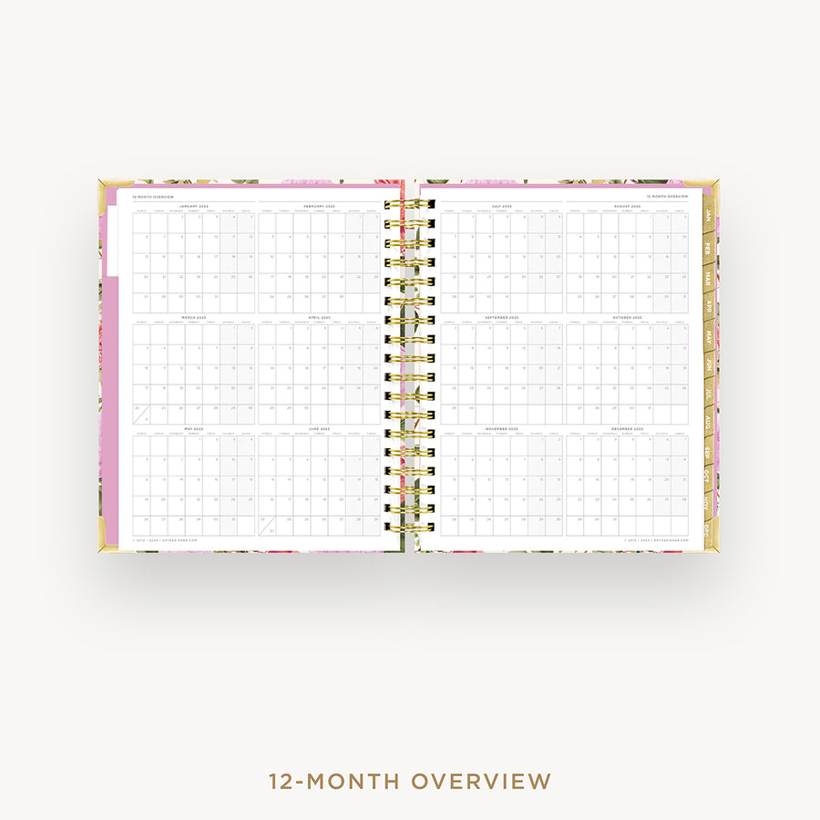 Day Designer 2025 weekly planner: Camellia cover with 12 month calendar