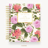 Day Designer 2025 weekly planner: Camellia hard cover, gold wire binding