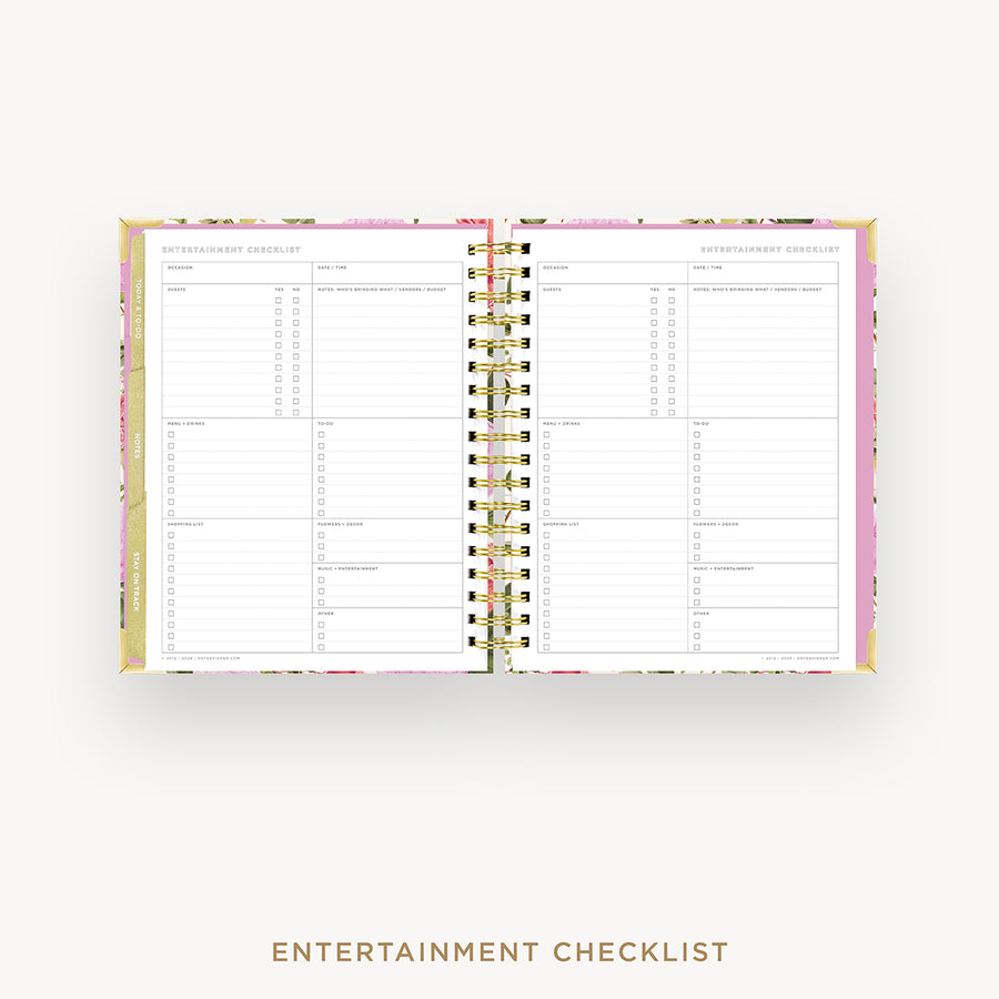 Day Designer 2025 weekly planner: Camellia cover with entertainment party planner