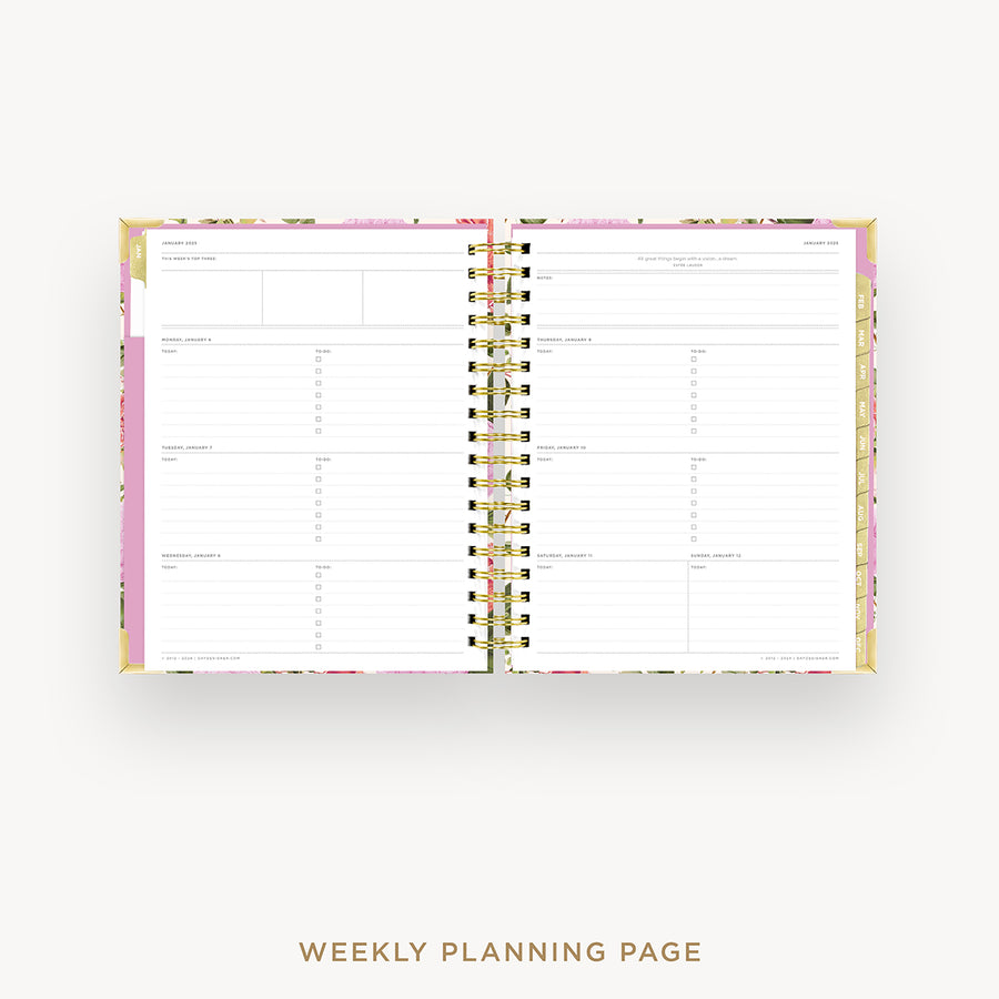 Day Designer 2025 weekly planner: Camellia cover with weekly planning pages