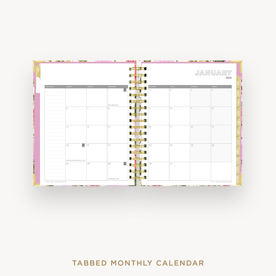 Day Designer 2025 weekly planner: Camellia cover with monthly calendar