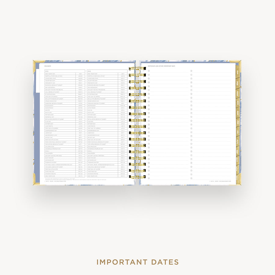 Day Designer 2025 weekly planner: Azure cover with holidays page