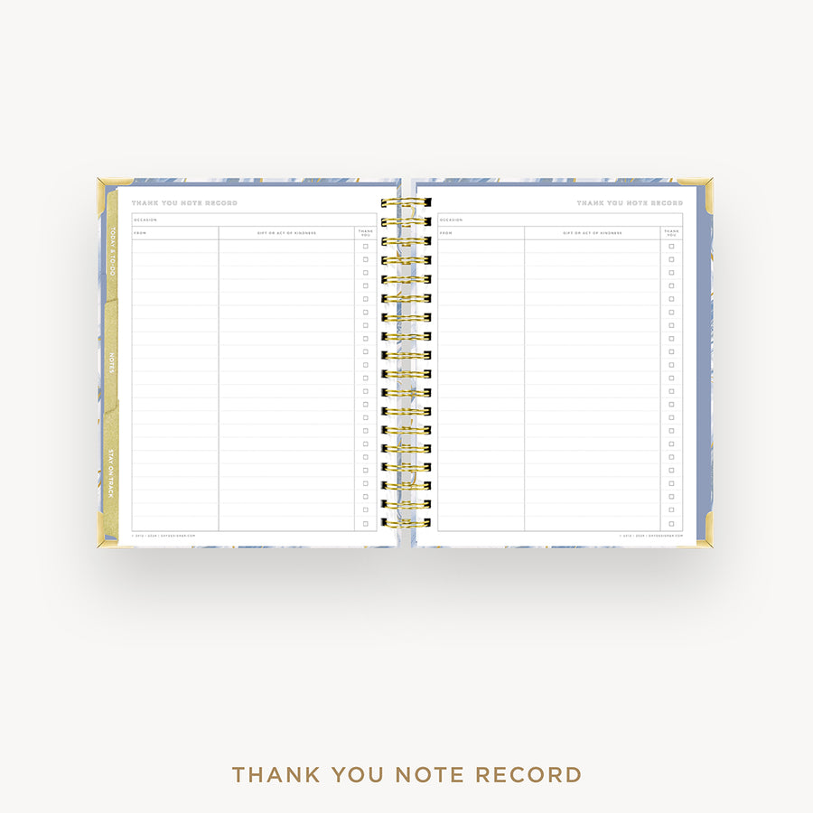 Day Designer 2025 weekly planner: Azure cover with thank you notes pages