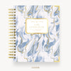 Day Designer 2025 weekly planner: Azure hard cover, gold wire binding