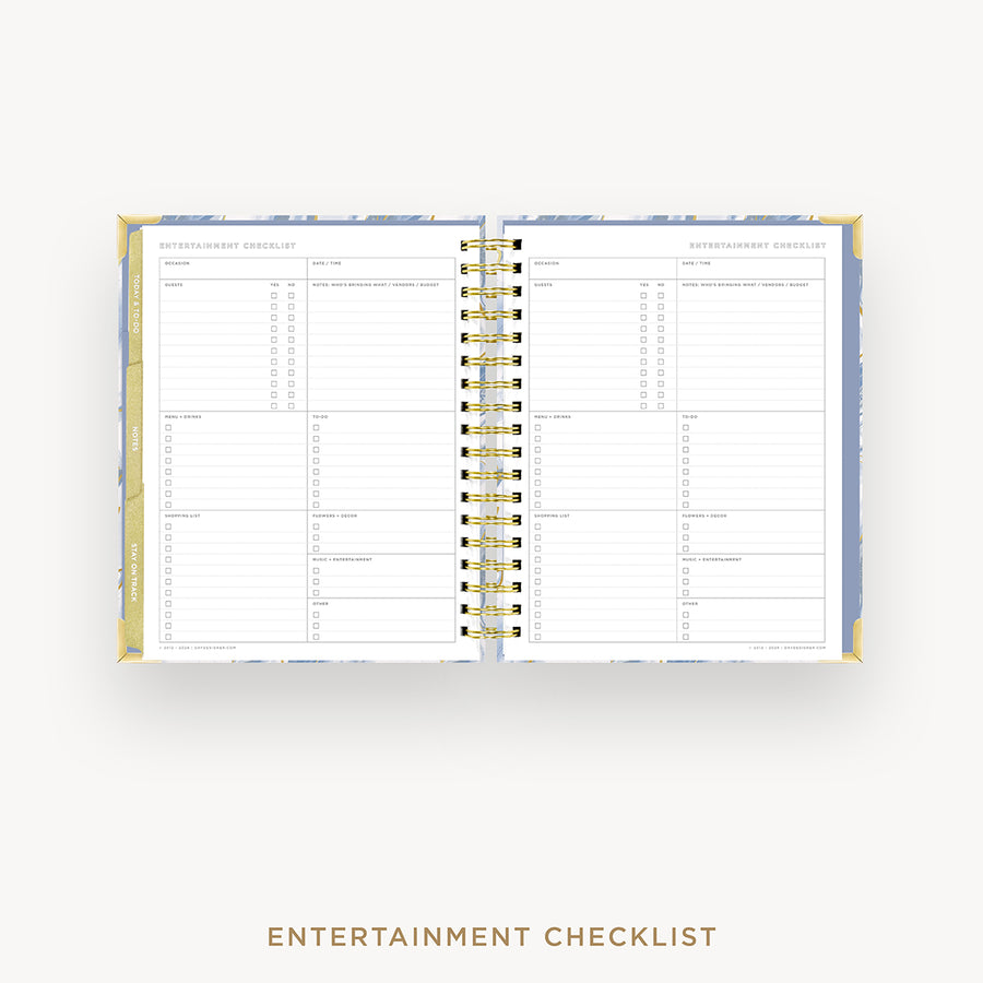 Day Designer 2025 weekly planner: Azure cover with entertainment party planner