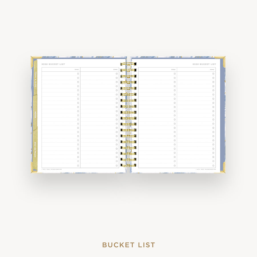 Day Designer 2025 weekly planner: Azure cover with bucket list