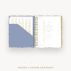 Day Designer 2025 weekly planner: Azure cover with pocket and gold stickers