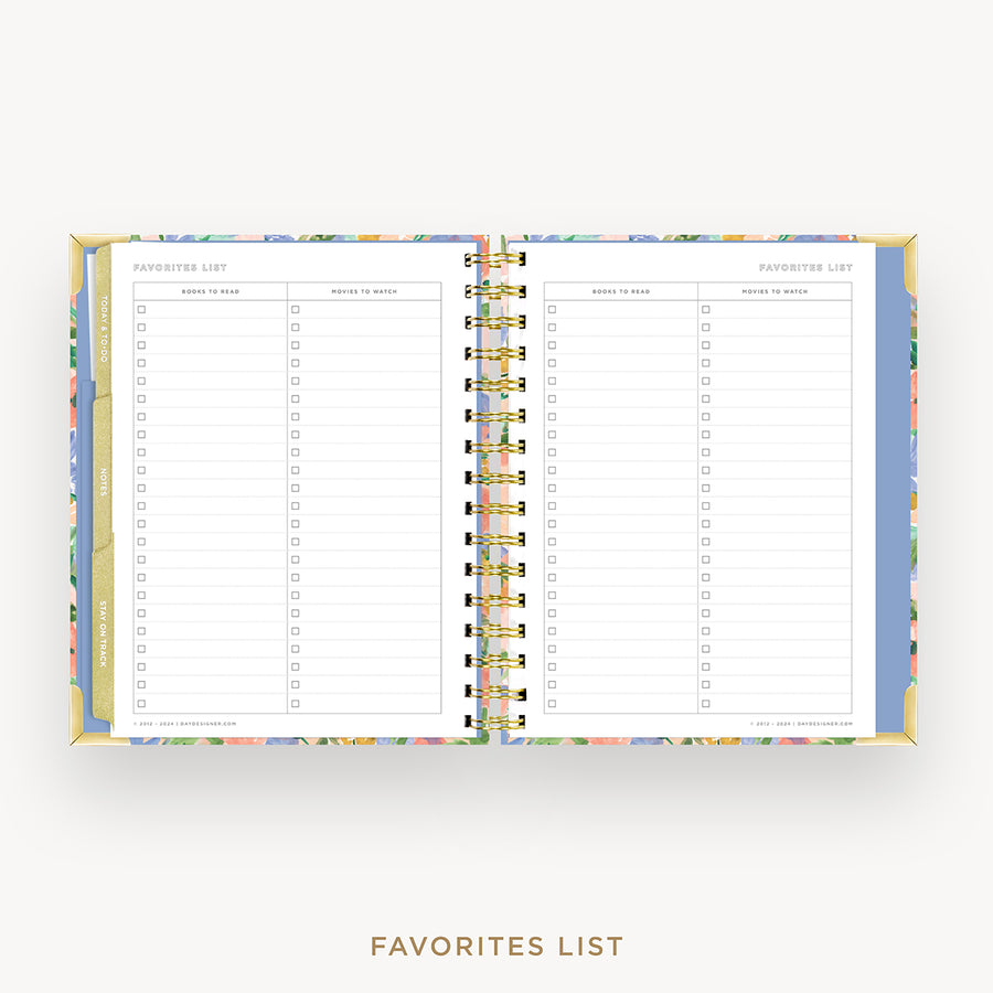 Day Designer 2025 mini weekly planner: Lorelei cover with favorite books and movies pages