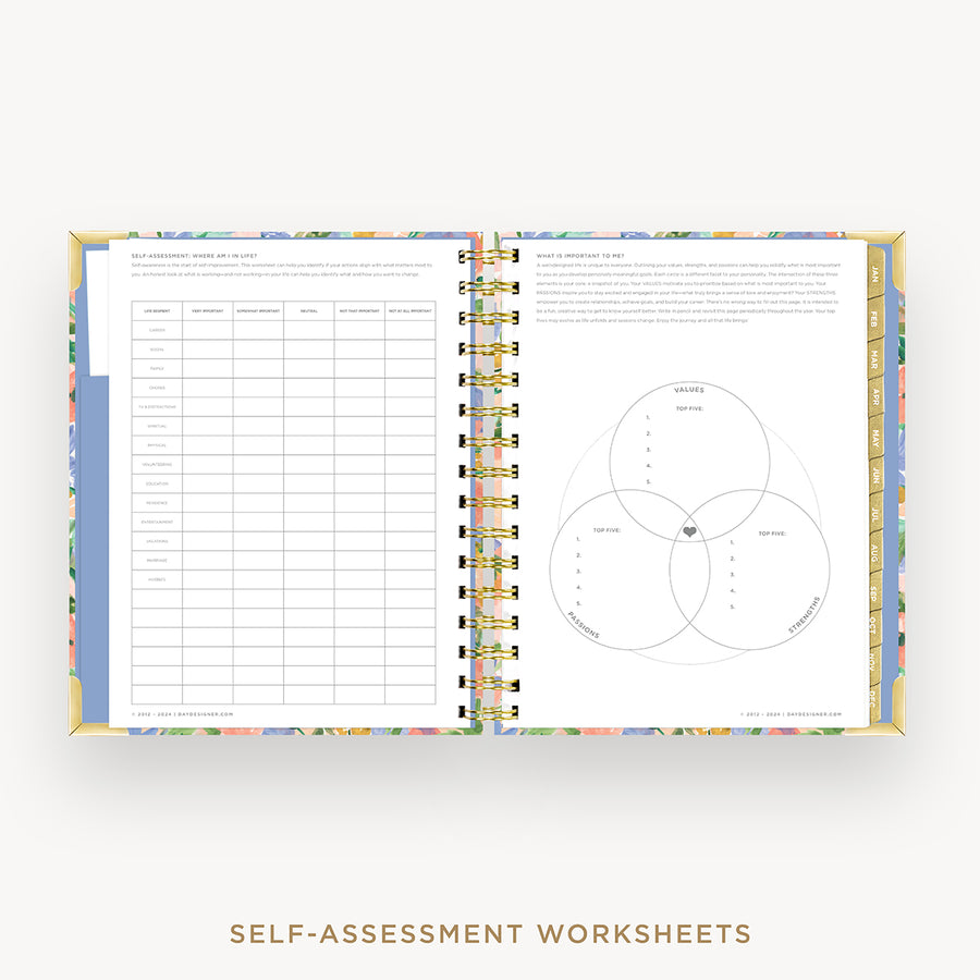 Day Designer 2025 mini weekly planner: Lorelei cover with self assessment worksheet