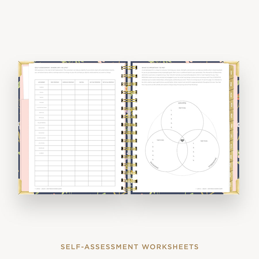 Day Designer 2025 mini weekly planner: Fresh Sprigs cover with self assessment worksheet