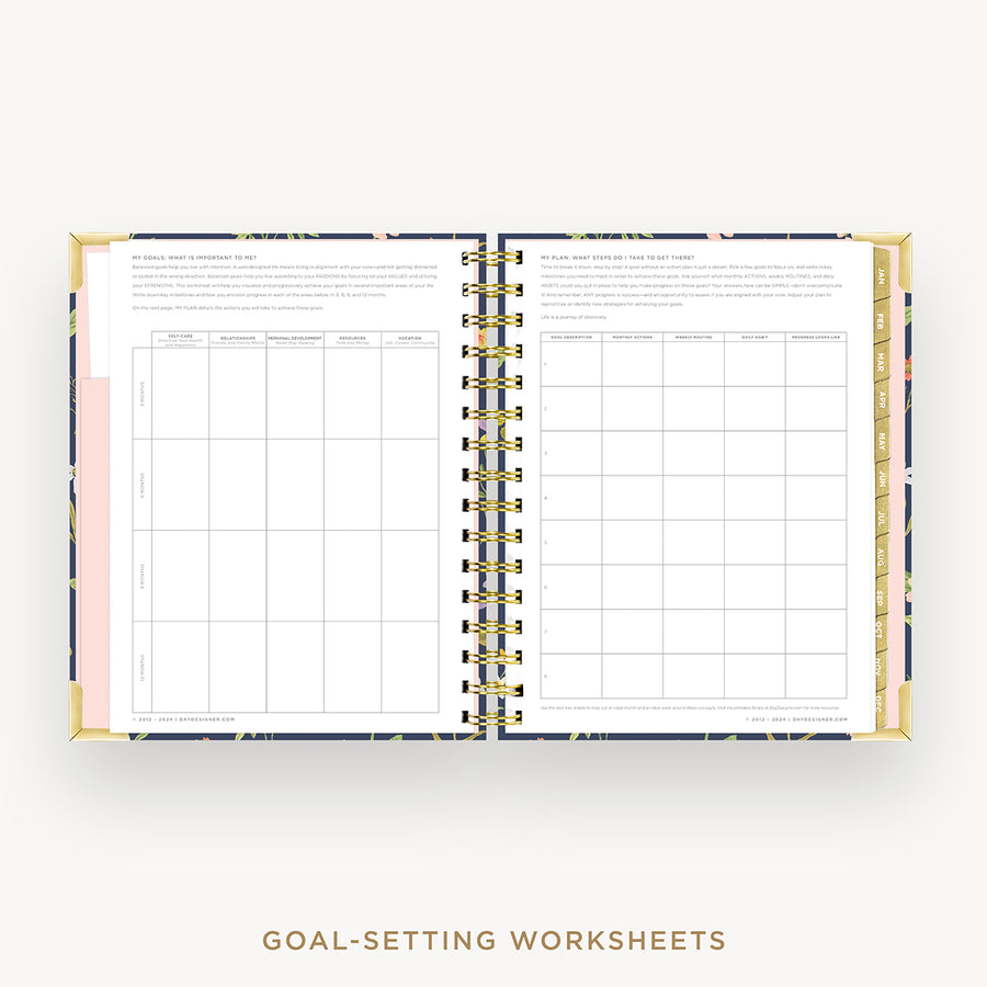 Day Designer 2025 mini weekly planner: Fresh Sprigs cover with goals worksheet