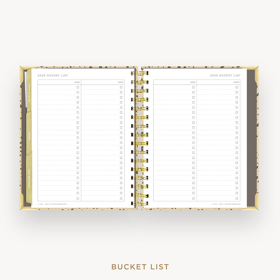 Day Designer 2025 mini weekly planner: Savannah cover with bucket list