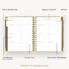 Day Designer 2025 mini weekly planner: Savannah opened with captions of contents