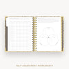 Day Designer 2025 mini weekly planner: Savannah cover with self assessment worksheet