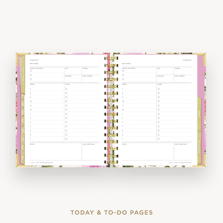 Day Designer 2025 mini weekly planner: Camellia cover with undated daily planning pages