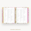 Day Designer 2025 mini weekly planner: Camellia cover with packing checklist