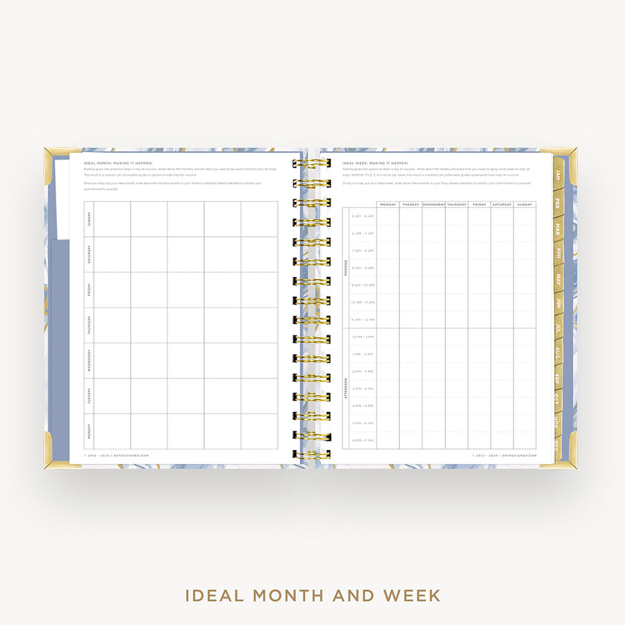 Day Designer 2025 mini weekly planner: Azure cover with ideal week worksheet