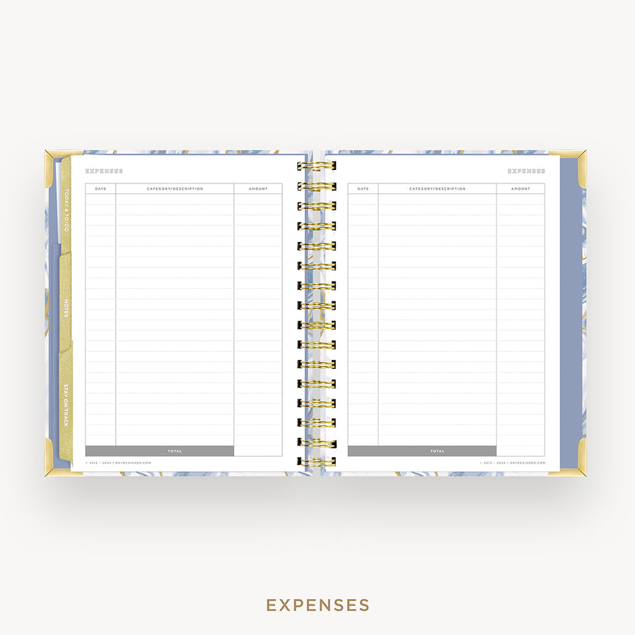 Day Designer 2025 mini weekly planner: Azure cover with expense tracking pages