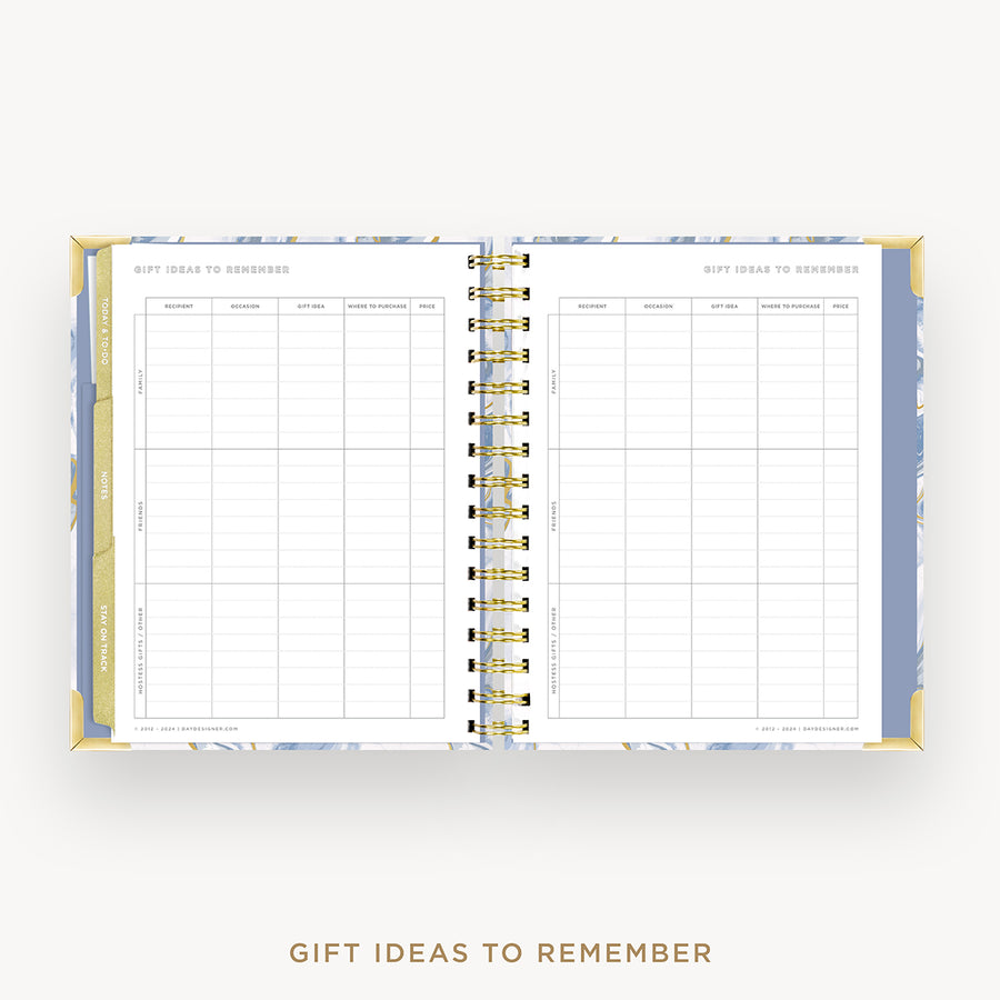 Day Designer 2025 mini weekly planner: Azure cover with gift ideas pages