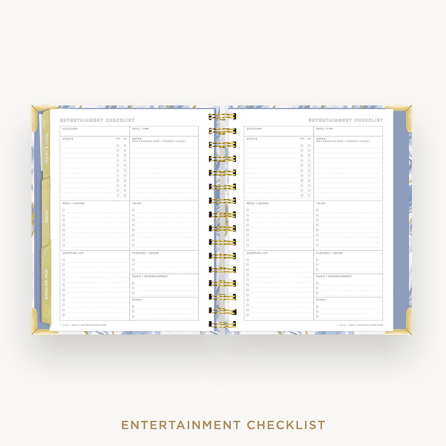 Day Designer 2025 mini weekly planner: Azure cover with entertainment party planner