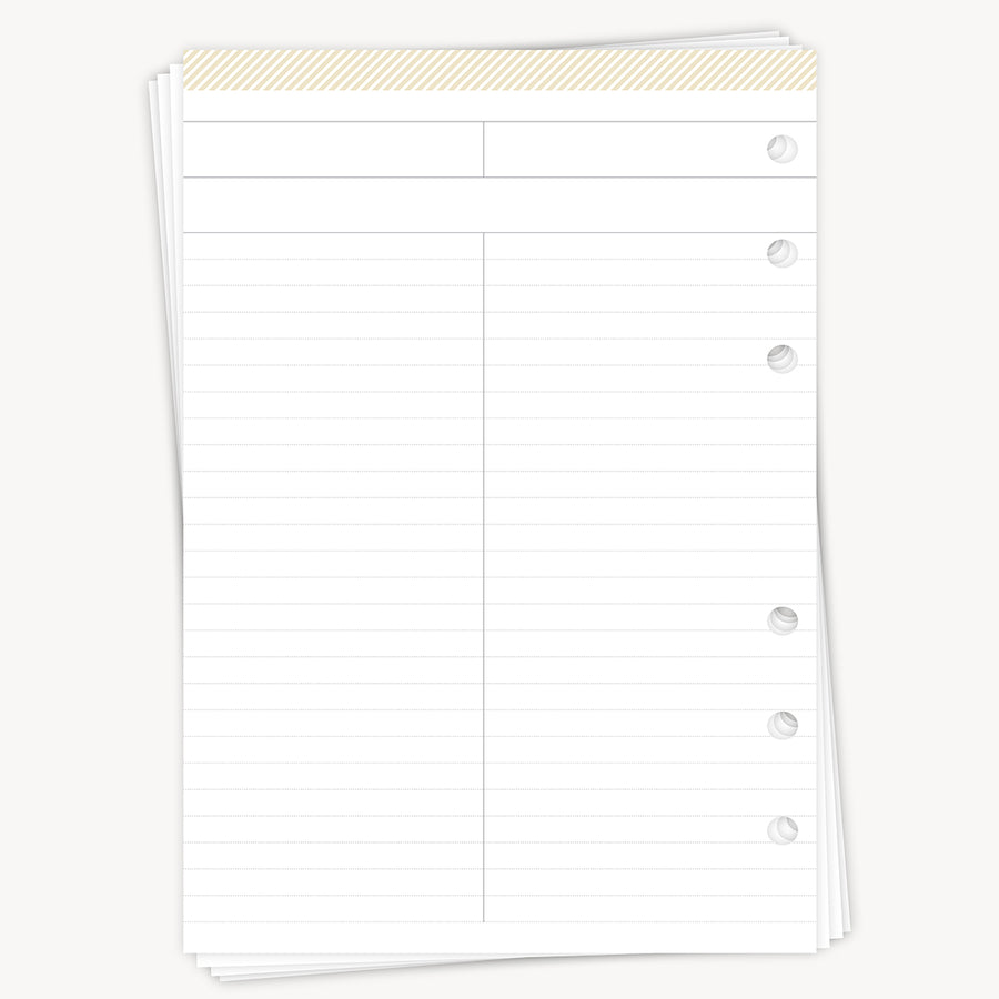 lined notes page with header prompt