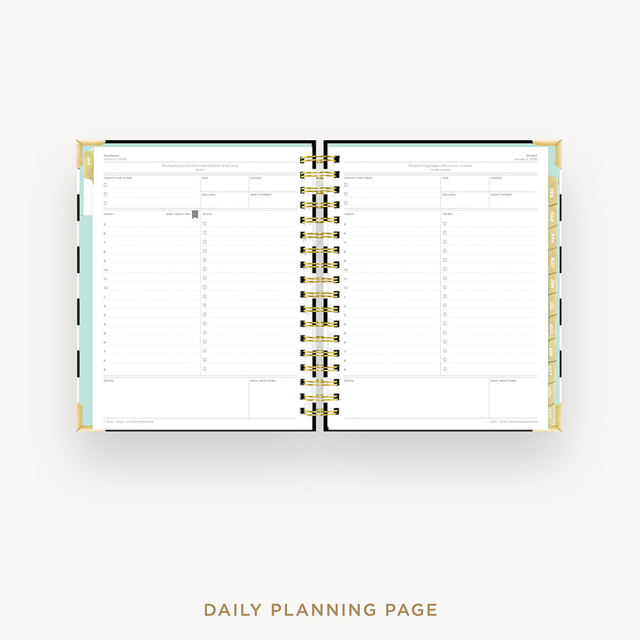 Day Designer 2026 daily planner: black stripe cover with daily planning page