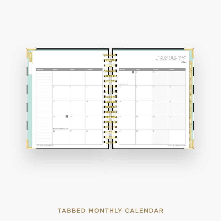 Day Designer 2026 daily planner: black stripe cover with monthly calendar