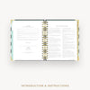 Day Designer 2026 daily planner: black stripe cover with introduction and how to guide