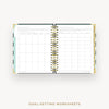 Day Designer 2026 daily planner: black stripe cover with goals worksheet