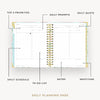 Day Designer 2026 daily planner: capri opened with captions of contents