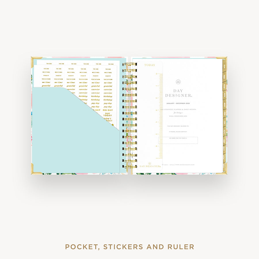 Day Designer 2026 daily planner: capri cover with pocket and gold stickers