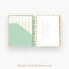 Day Designer 2026 daily planner: vintage floral cover with pocket and gold stickers