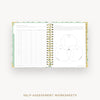 Day Designer 2026 daily planner: vintage floral cover with self assessment worksheet