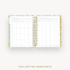 Day Designer 2026 daily planner: vintage floral cover with goals worksheet