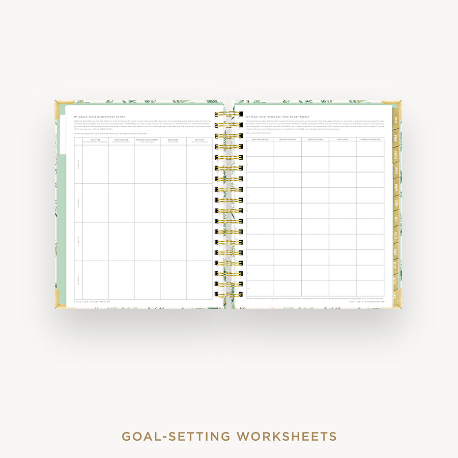 Day Designer 2026 daily planner: vintage floral cover with goals worksheet